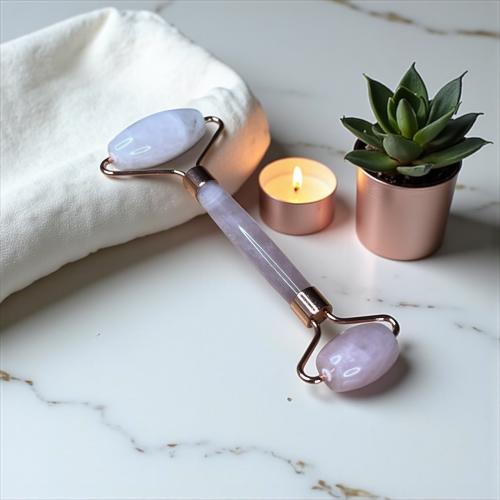 ديرما رولر حجر الكوارتز الوردي من حجر طبيعي ١٠٠٪ –...