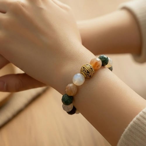 أسورة مطاطية من حجر عقيق موسى والهيماتيت – قوة، تو...