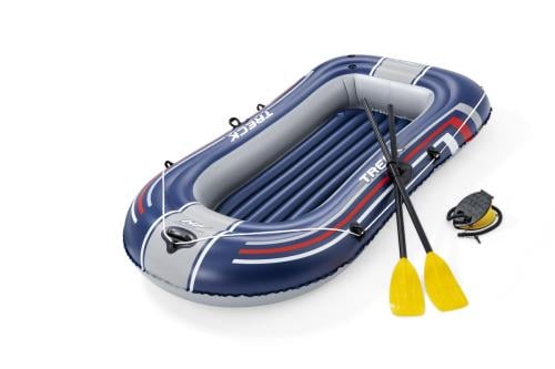 قارب تريك مع المجاديف ومنفاخ قدم