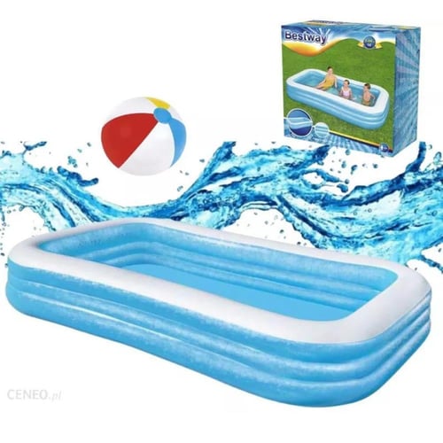 مسبح نفخ مستطيل ازرق طبقتين