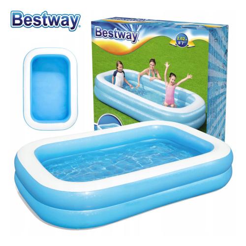 مسبح نفخ مستطيل ازرق طبقتين