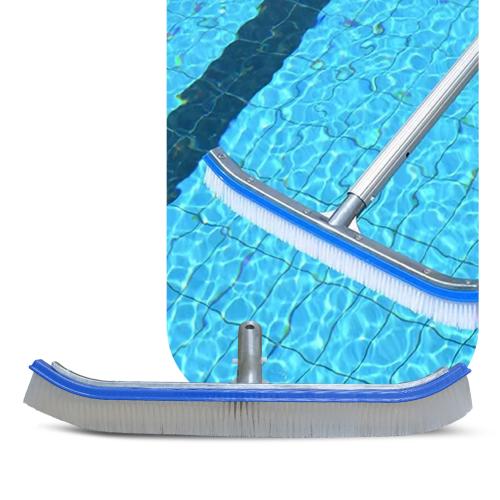 فرشاة مسبح بلاستيك بمقبض ألمنيوم