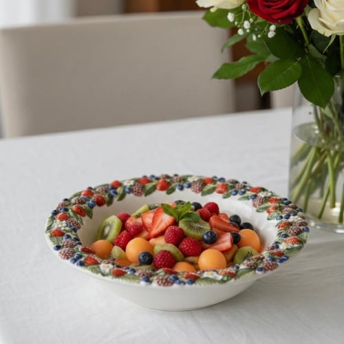 صحن التقديم السيراميك "باقة التوت والفراوله " - صن...