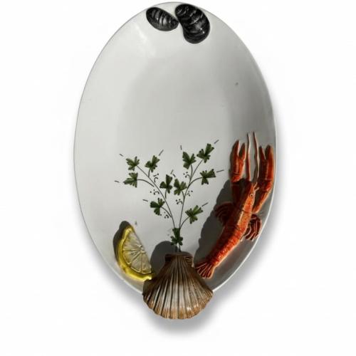 صحن تقديم سيراميك فاخر بتصميم "فواكه البحر" ثلاثي...