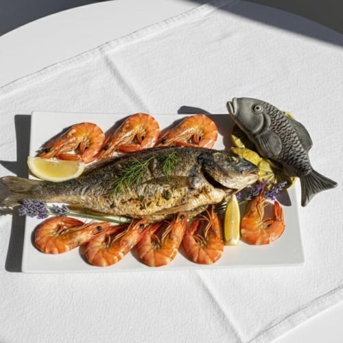 طبق تقديم "البحر والليمون" الفاخر - سيراميك فني