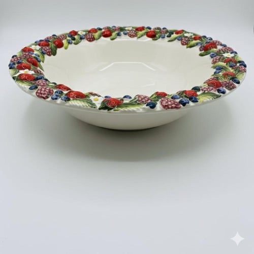 صحن التقديم السيراميك "باقة التوت والفراوله " - صن...