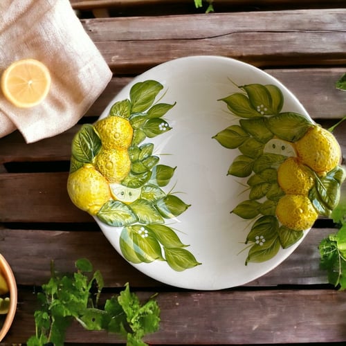 وعاء أوراق الليمون بنقوش بارزة