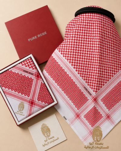 Pure Rose traditional red English headscarf