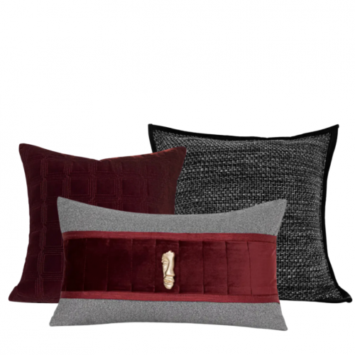 غطاء خداديه عنابي ورمادي