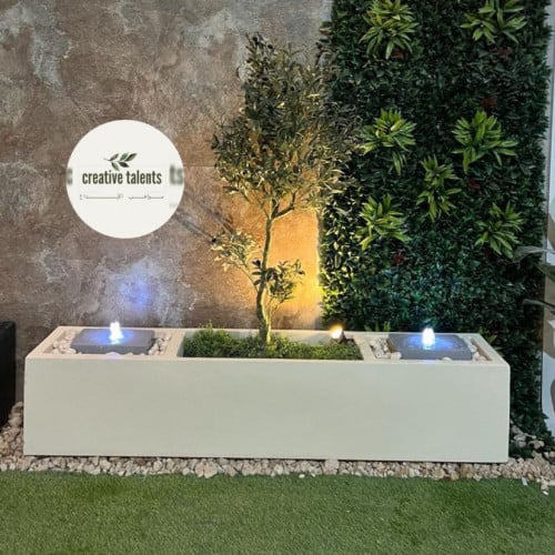 نافورتين مع حوض زرع مستطيل