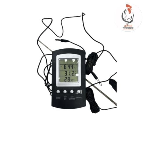 عداد حرارة ورطوبة مع عدد 2 حساس حرارة ورطوبه