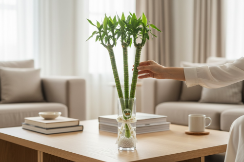 بامبو الحظ - Lucky Bamboo في فازة من الزجاج بتصميم...