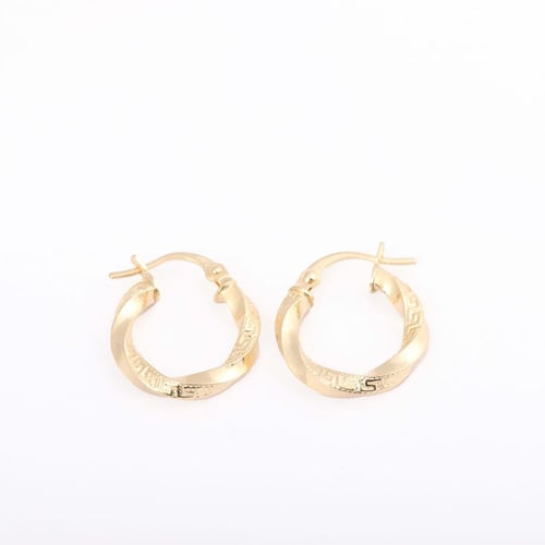 حلق ذهب دائري مبروم مع نقوش