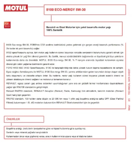 زيت سيارة صناعي Motul 8100 Eco-nerg5w4L