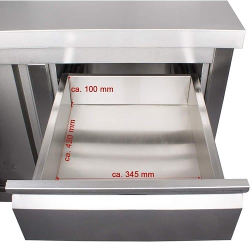 طاولة تحضير ستانلس ستيل 270 سم مع خزائن وأدراج – ج...