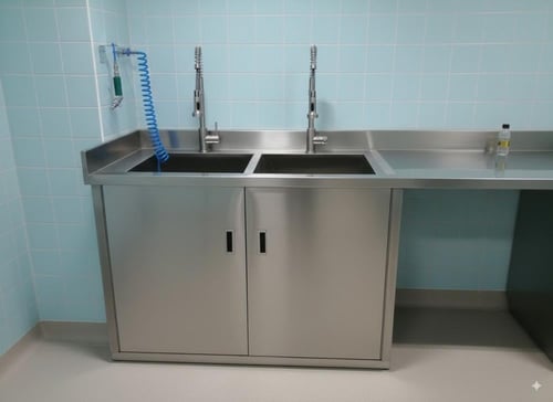 حوض غسيل مزدوج ستانلس ستيل 304 للمطابخ التجارية وا...