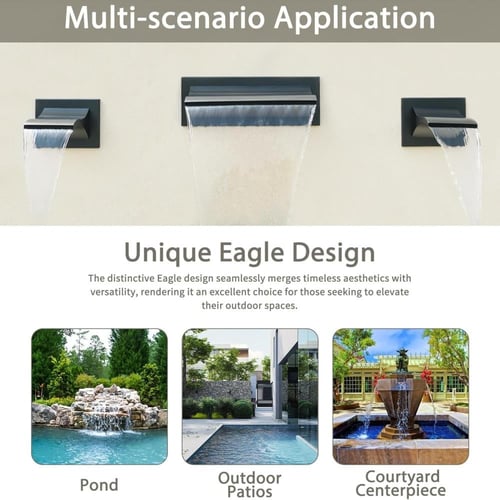 مصب شلال ستانلس ستيل 316 اسود مقاوم للصدأ - 3 قطع...