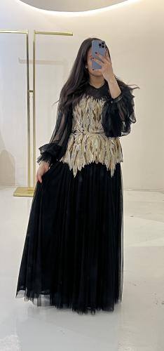 فستان اسود ذهبي gold