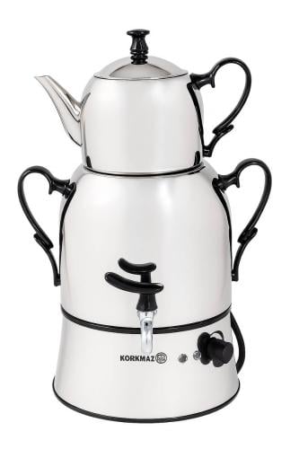 سماور تركي كهربائي فضي اسود 2.8 لتر