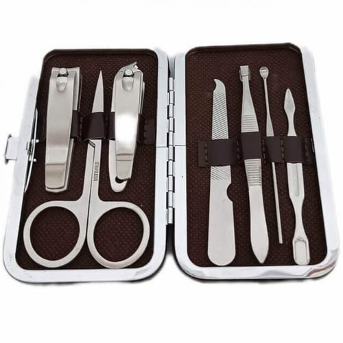 مجموعة العناية بالرجل 18 قطعة مع حقيبة لون بني