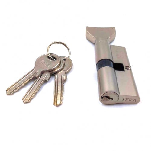 قلب باب خشب فضي مع مفتاح