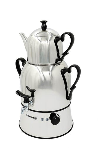 سماور تركي كهربائي فضي اسود 2.8 لتر