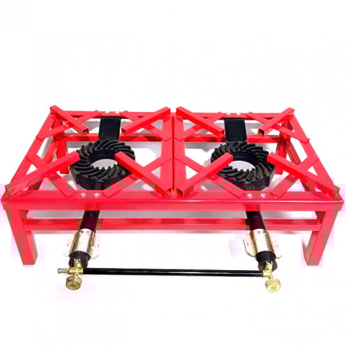 موقد غاز عينين مستطيل احمر حوامل تيوب