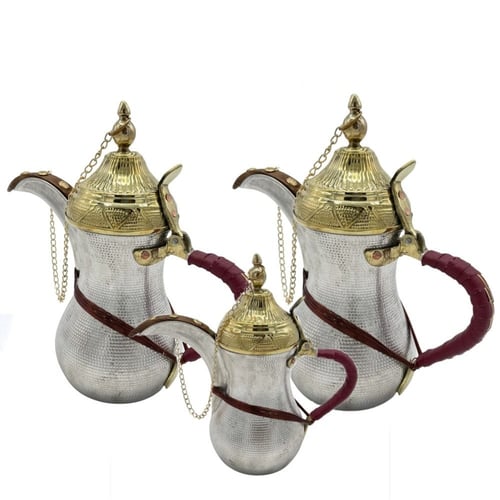 دلة نحاس سوري طقم 3 قطع حب الرمان