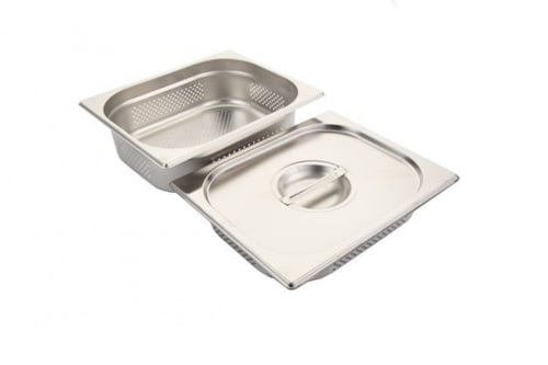 صواني حوض بغطاء استيل مخرم 1,2 ثقيل مقاس 27*33 سم