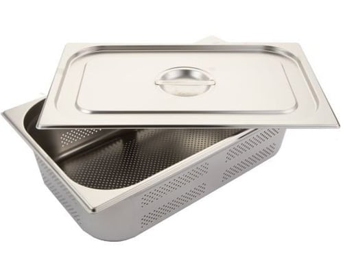 صواني حوض بغطاء استيل مخرم 1,1 ثقيل مقاس 33*53 سم