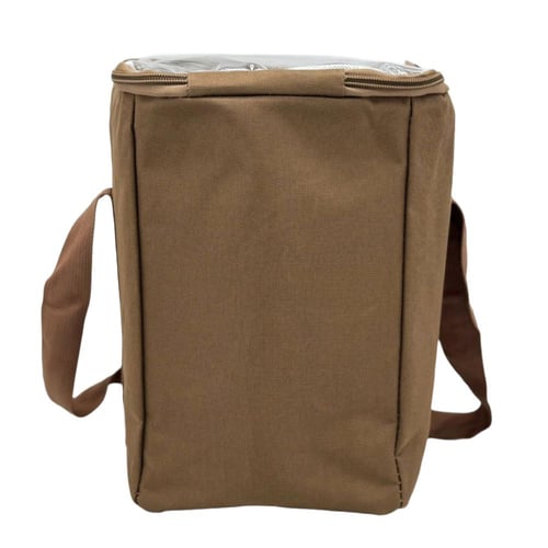 شنطة ترمس قماش بني شفاف