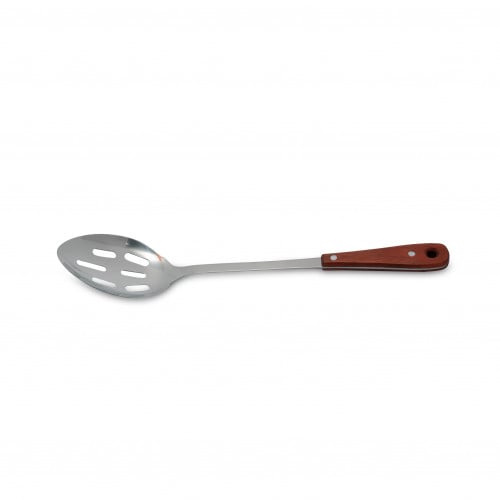 ملعقة استيل يد خشب مخرم