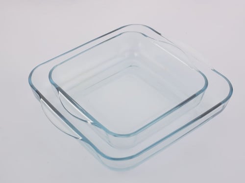 طقم 2 صواني زجاج مربع تركي