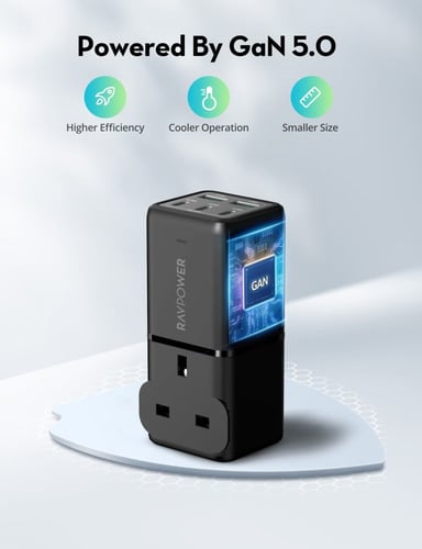 راف باور - منصة شحن بـ3 منافذ تايب سي و منفذين يو...