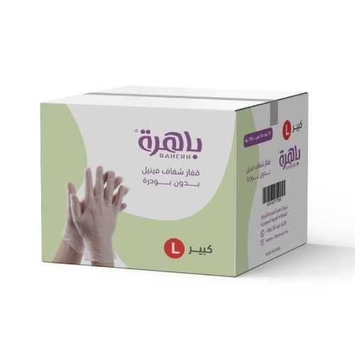 [كرتون] قفاز شفاف فينيل كبير L من باهرة - 70 حبة ×...