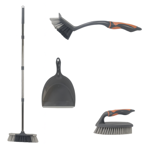 باهرة مجموعة فرش ومكنسة وجاروف لتنظيف جميع الارضيا...