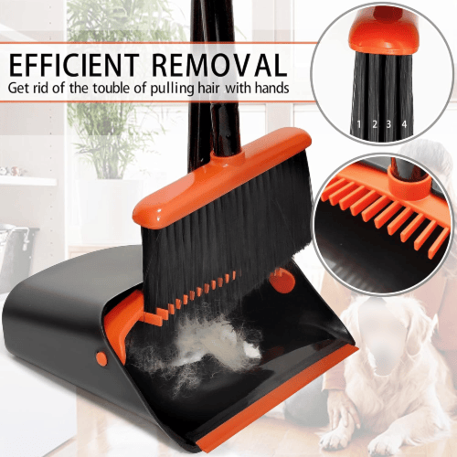 باهرة طقم مكنسة وجاروف بمقبض طويل لتنظيف جميع الار...