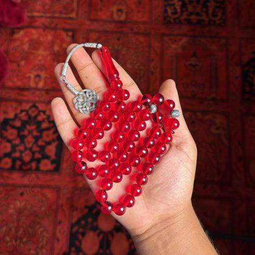 زعفراني طربزونة و فواصل فضة ( لون دم الغزال )
