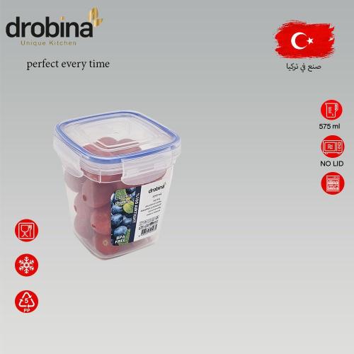 حافظة طعام تركي drobina مربع عميق 575 مل