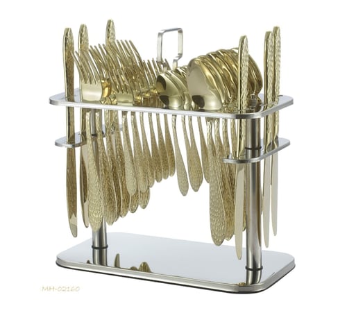 طقم ملاعق بستاند ذهبي