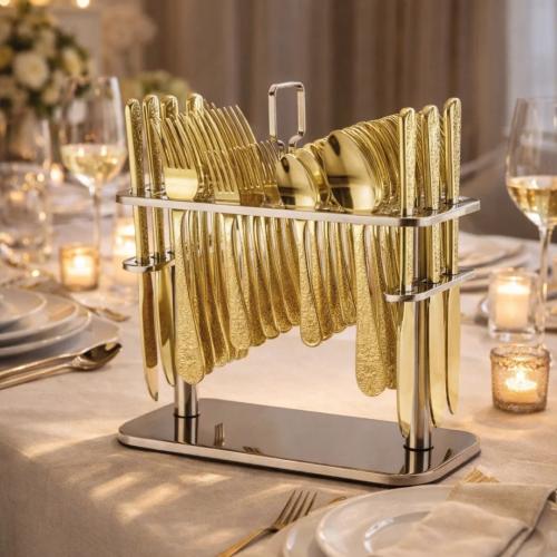 طقم ملاعق 30 قطعة ذهبي كامل drobina