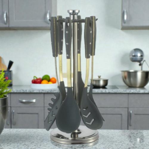 ملاعق غرف 7 قطع سيلكون GREY ذهبي drobina
