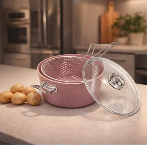 قدر قلي بطاطس جرانيت تركي دروبينا Pink