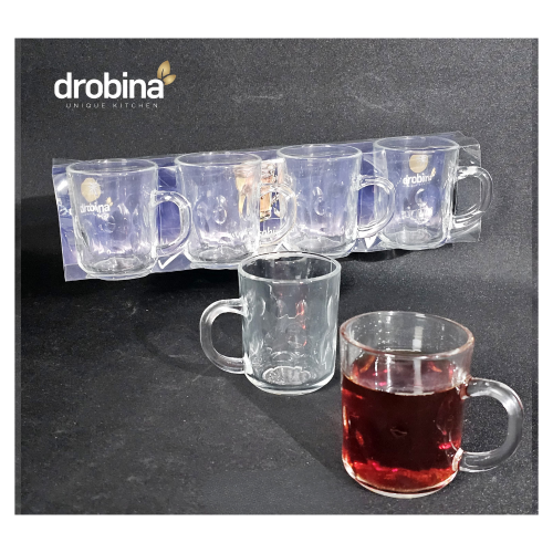 طقم كاسات شاي شفاف زجاج 4 حبة