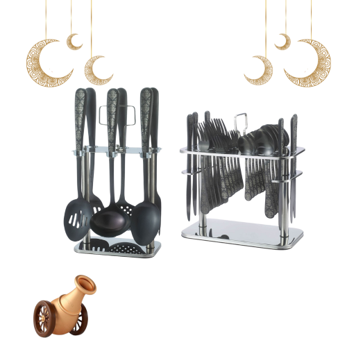 طقم ملاعق بستاند اسود