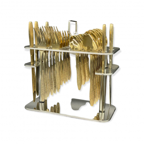 طقم ملاعق 30 قطعة ذهبي كامل drobina