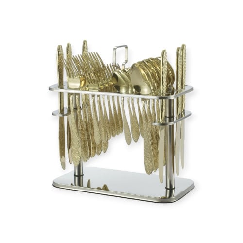 طقم ملاعق 30 قطعة ذهبي كامل drobina