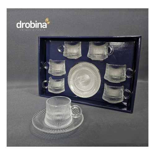 طقم فناجين قهوة تركي كريستال شفاف 12 قطعة