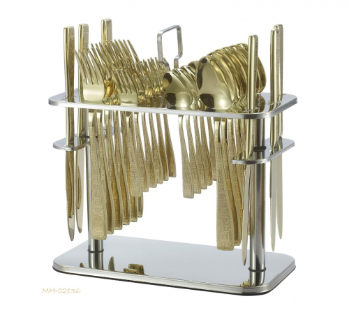 طقم ملاعق 30 قطعة ذهبي كامل drobina