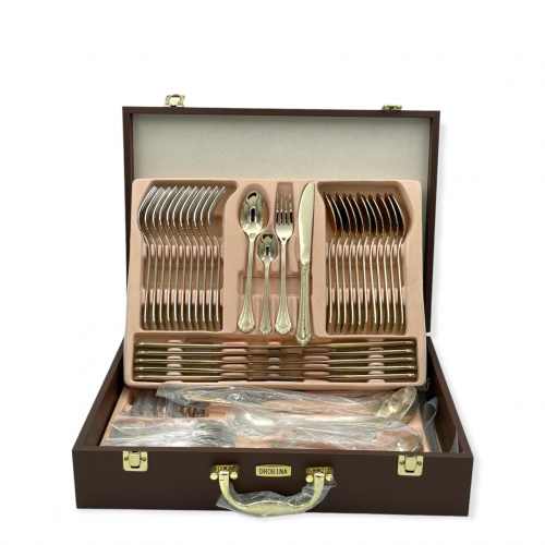 شنط ملاعق 72 قطعة drobina ذهبي كامل